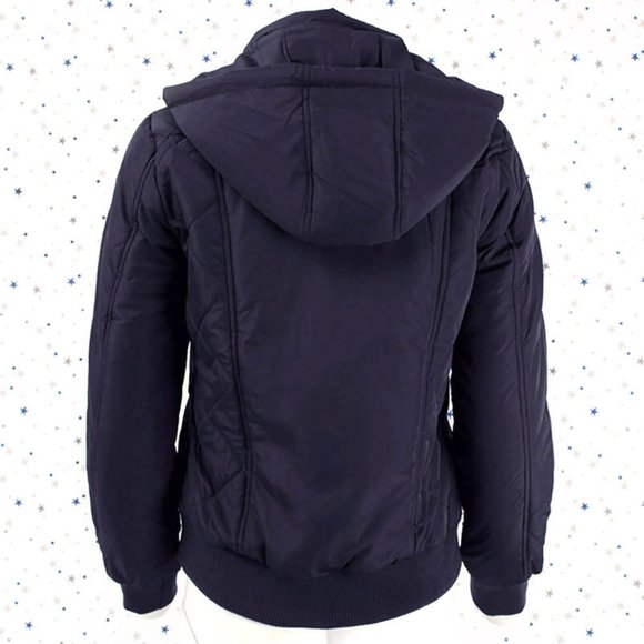Navy Removable Hood Quilted Puffer Jacket - Picture 7 of 8
